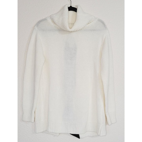 Poof‎ Women's Cream Turtleneck Tie Back Oversized Knit Sweater. Size S - Picture 1 of 8